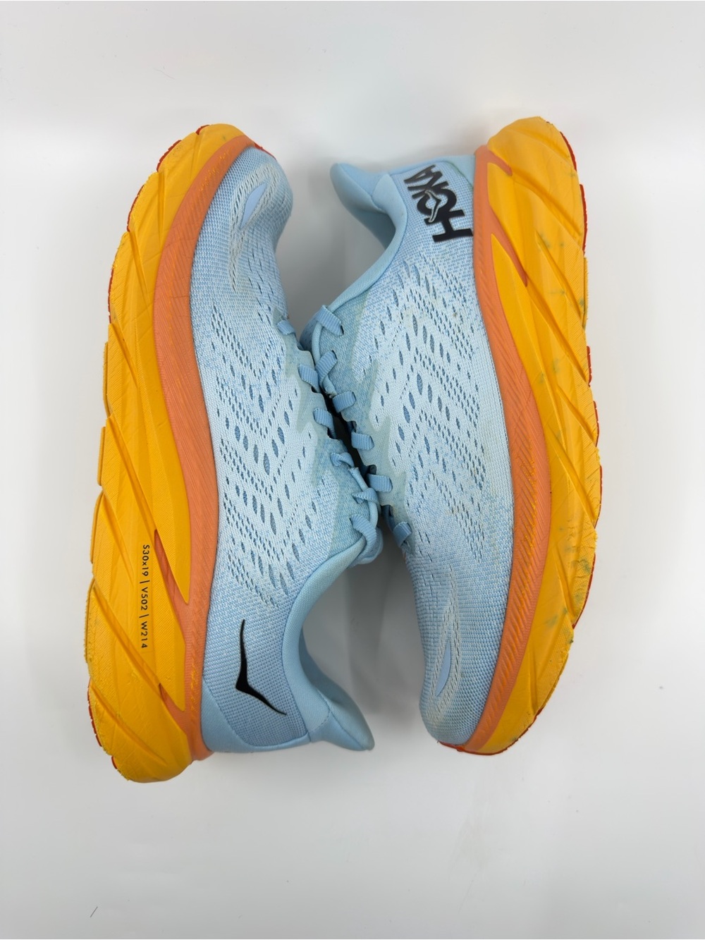Hoka One One Women Size 8 Blue Orange Clifton 8 Running Shoes Sneakers - Picture 8 of 9